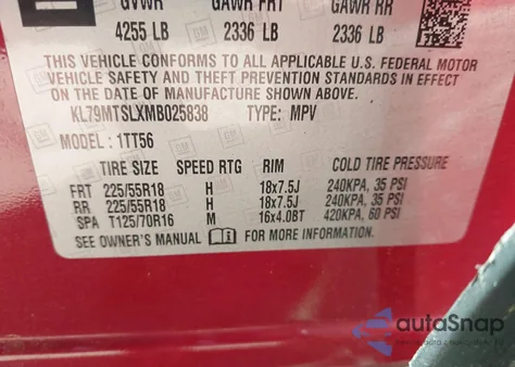 2021 Chevrolet Trailblazer Fwd Rs из США, поврежденный, VIN KL79MTSLXMB025838